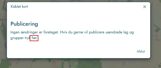 Publiceringsdialog med linket her til at gennemtvinge publicering