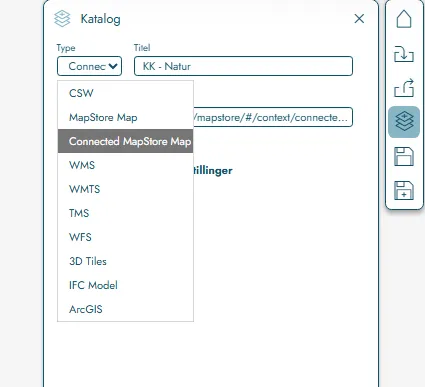 Kataloget med typen Connected MapStore Map og titlen KK - Natur