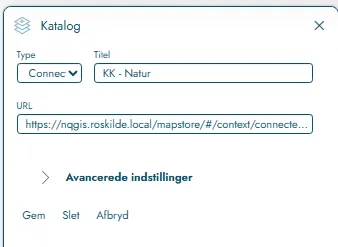 Kataloget med URL til det koblede kort