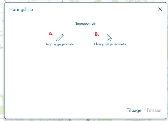 Valg af søgeområde